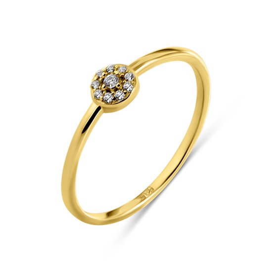 Silventi 9NBSAM-G230029 Gouden Ring met Zirkonia Steentjes Roset 4,5mm Doorsnee - Dames - 1,3mm Breed - Maat 54 - 14 Karaat - Goud