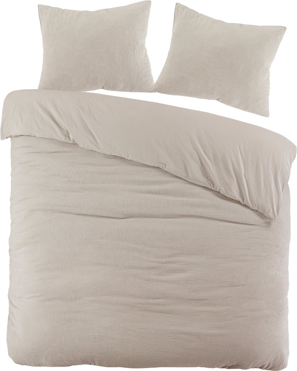 Dekbedovertrek Rome Zand Lits-Jumeaux 240x200/220 cm - 100% Mousseline Katoen - Hoogwaardige kwaliteit