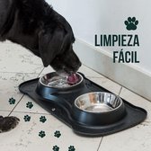 Happilax Hondenbakset met Geïntegreerde Bakonderlegger voor Kleine Honden en Katten, met 2 Roestvrijstalen Voerbakken