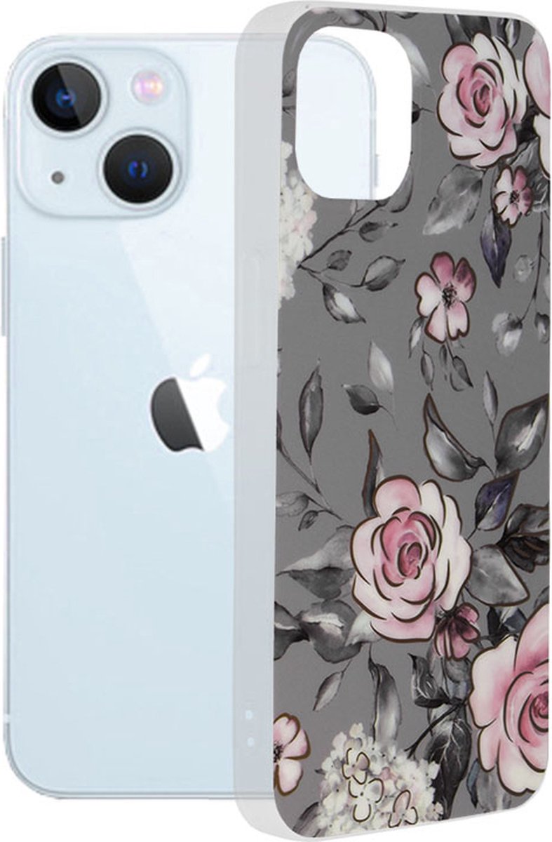 Techsuit Kleurrijk Duurzaam Hoesje Voor iPhone 13 - Bloemen Patroon