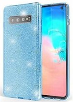 Samsung S10 Plus Siliconen Glitter Hoesje Blauw