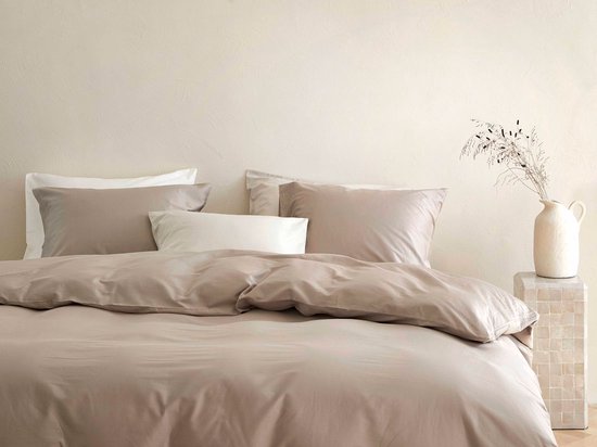 Yumeko dekbedovertrek katoen satijn warm taupe 240x220 + 2/60x70 - Bio, eco & fairtrade van Yumeko — afbeelding 4
