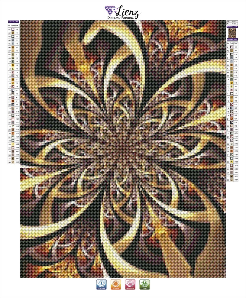 Lienz® Diamond Painting volwassenen 40x50cm – Rond – Mandala – Bloemen – Volledig - Pakket Volwassenen — afbeelding 2