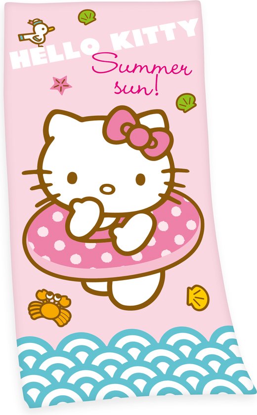 Serviette de plage Hello Kitty - Summersun - 100% Katoen - Velours -  Taille: 75 ×150... | bol.com