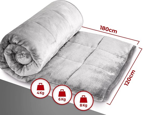 Heimwert Verzwaringsdeken 6KG - Weighted Blanket - Verzwaarde Deken - Ontspanning - Diepere Slaap - Anti-Allergie Materiaal - Grijs