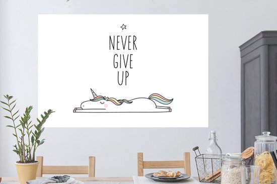 Muursticker enfants - Stickers muraux chambre d'enfant - Unicorn - Enfants - Citations - N'abandonnez jamais - Filles - Décoration pour chambres d'enfants - 120x80 cm