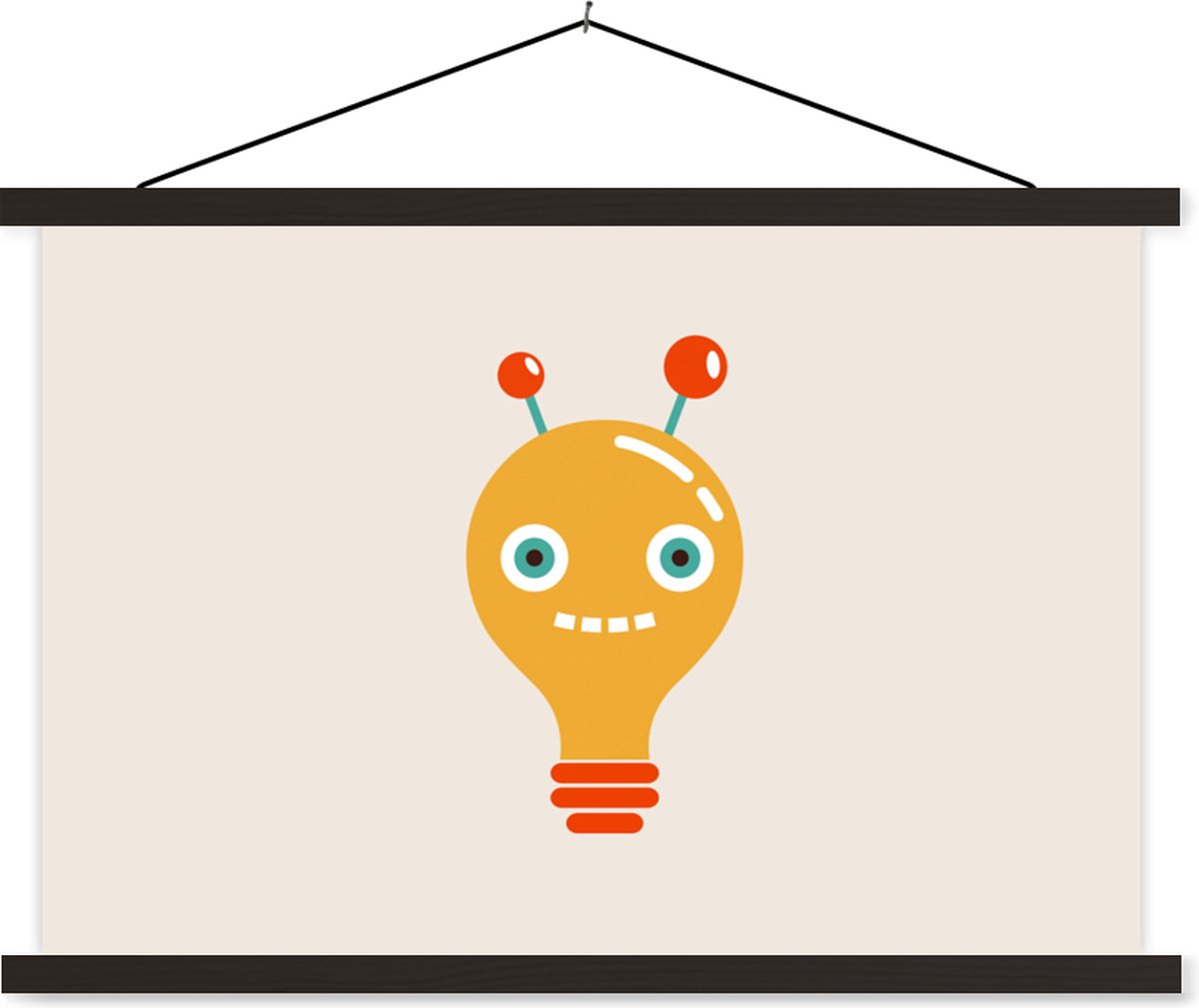 Posterhanger incl. Poster 90x60 cm - Schoolplaat - Robot - Gloeilamp - Gezicht - Antenne -