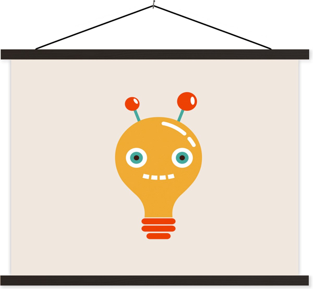 Posterhanger incl. Poster 120x90 cm - Schoolplaat - Robot - Gloeilamp - Gezicht - Antenne