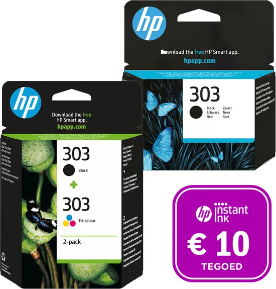 Plunderen beeld Zeug HP 303 - Inktcartridge kleur & 2x zwart (3-pack) + Instant Ink tegoed |  bol.com