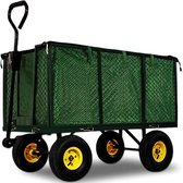 Chariot de jardin, charrette à bras avec bâche, 550 kg, vert