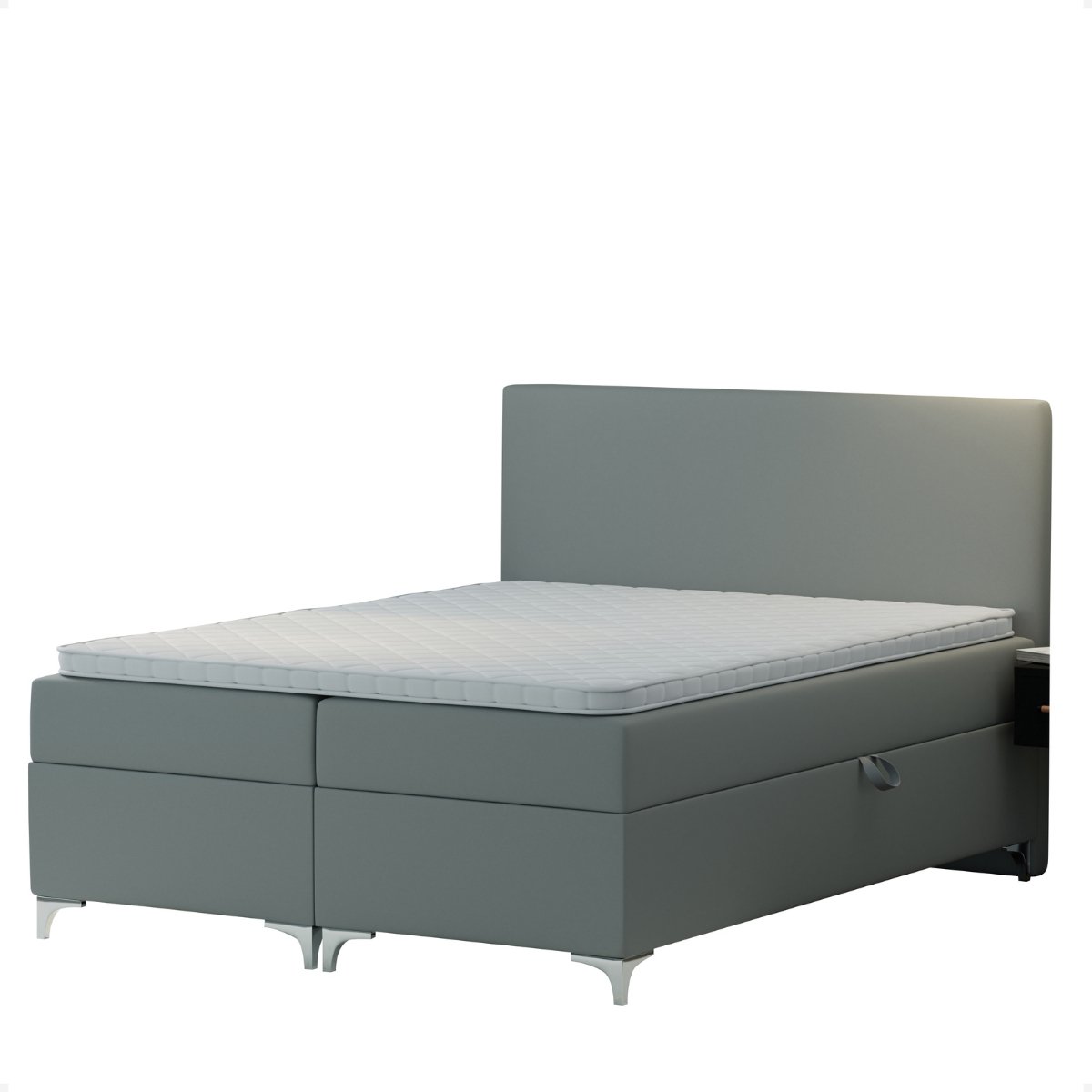 WeSleepy® Ease Boxspring Bed met Opbergruimte 180x200 - Inclusief Topmatras - Grijs/Zilver