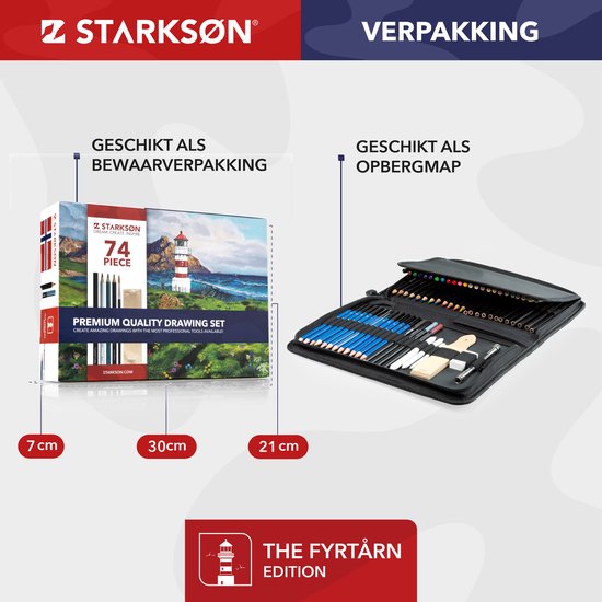 Complete tekenset, 96-delig, voor beginners of gevorderden, penetui met 72 kleurpotloden, 12 potloden en accessoires, ideale set voor kunstenaars, volwassenen en kinderen