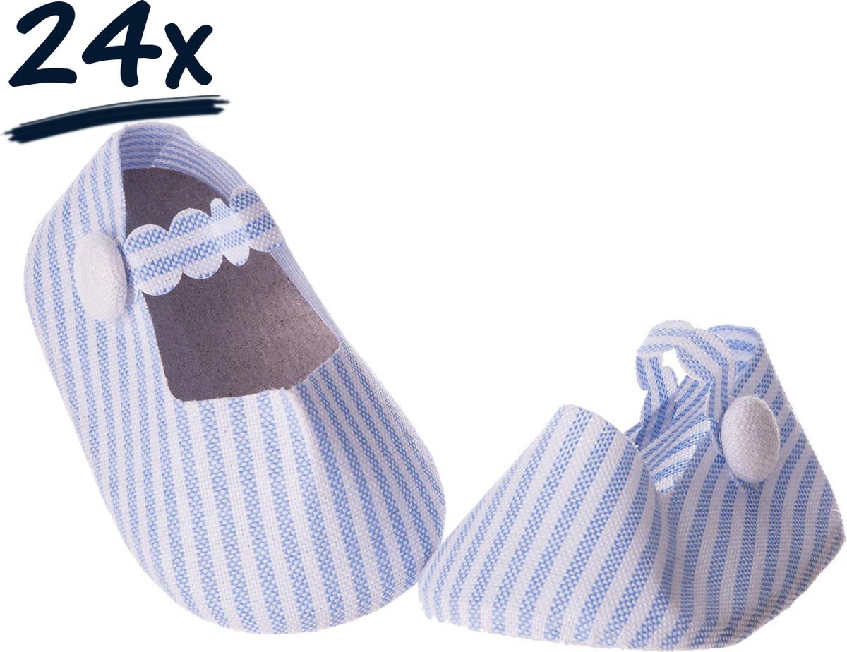 24x Baby Schoentje Babyshower Bedankje – Blauw Decoratie voor Geboorte