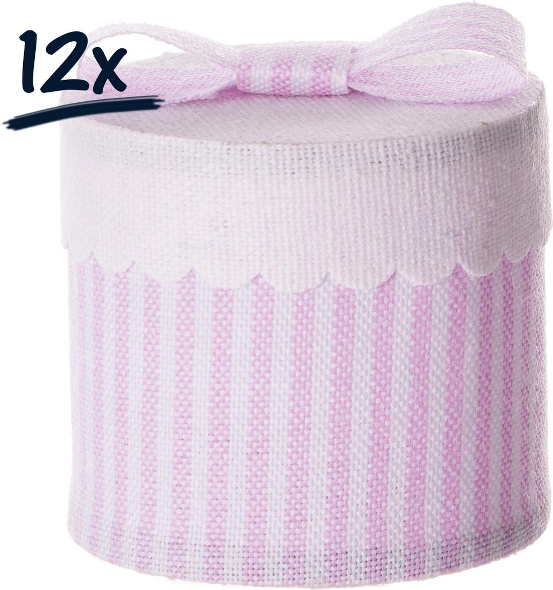 Goedkoopste Set van 12 roze Juwelendoosjes - Ronde Tandendoosjes voor Babyshower of Cadeauverpakking - Ø 5,5 cm