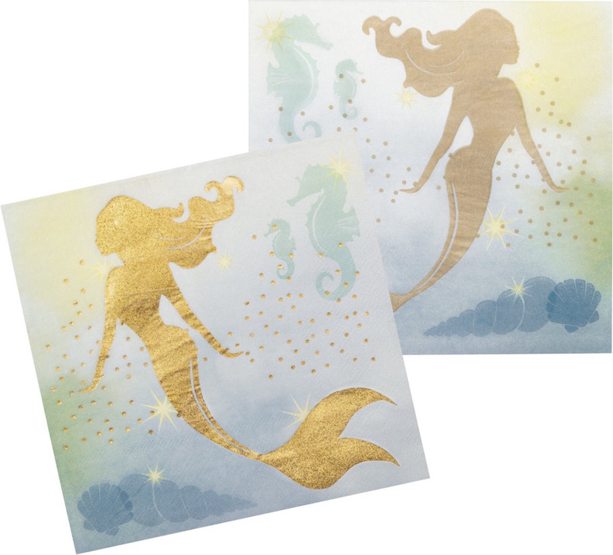 Zeemeermin/mermaid/oceaan thema servetten - 33 x 33 cm - 36x stuks - Kinder feestartikelen