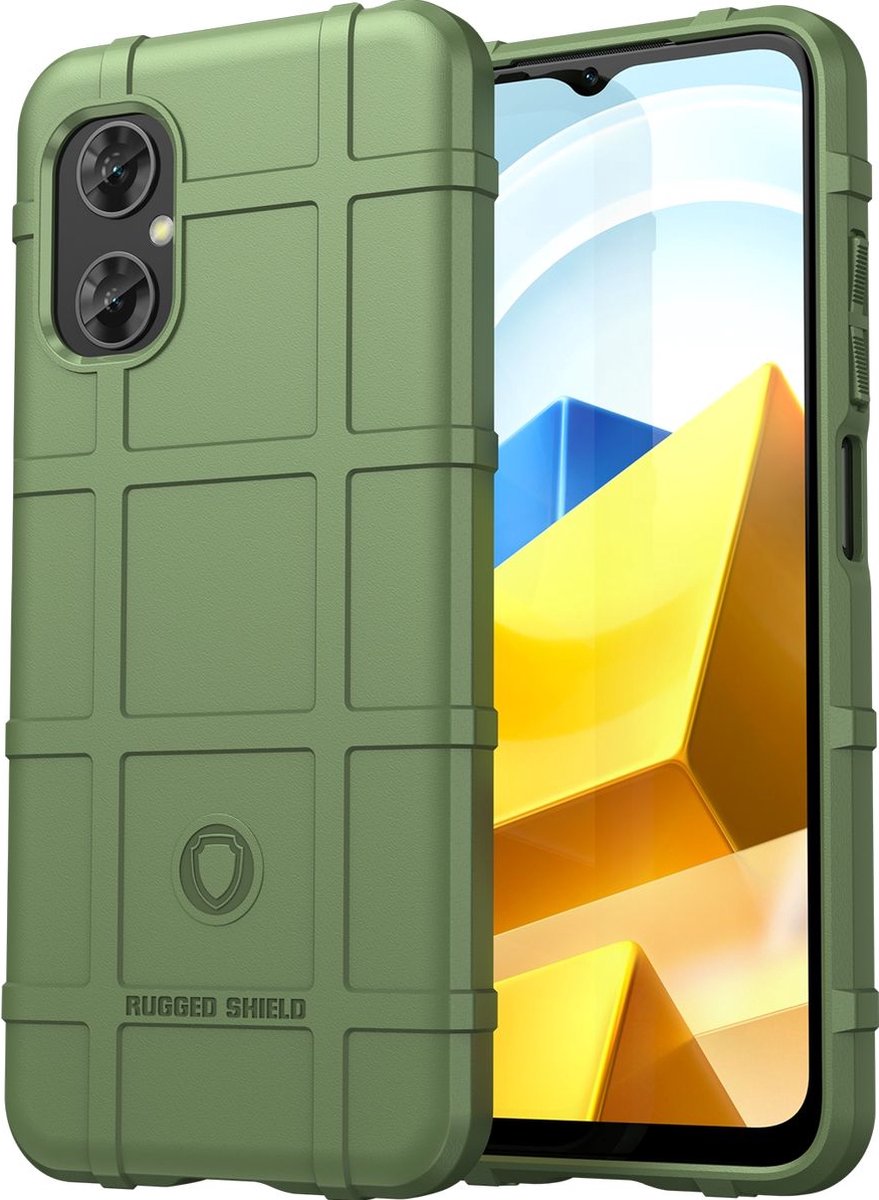 Mobigear Hoesje geschikt voor POCO M5 Telefoonhoesje Flexibel TPU | Mobigear Rugged Shield Backcover Shockproof | Schokbestendig M5 Telefoonhoesje | Anti Shock Proof - Groen