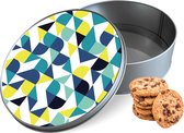 Biscuit Tin Modern Blauw Round - Boîte de rangement 15x15x5 cm