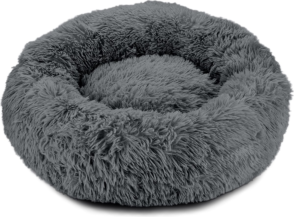 Doxie® Hondenmand – Kattenmand – ⌀ 100 Cm – Met Afneembare Hoesje – Gevuld Met Extra Pluche – Donkergrijs