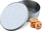 Biscuit Tin Blue Doodle Round - Boîte de rangement 15x15x5 cm