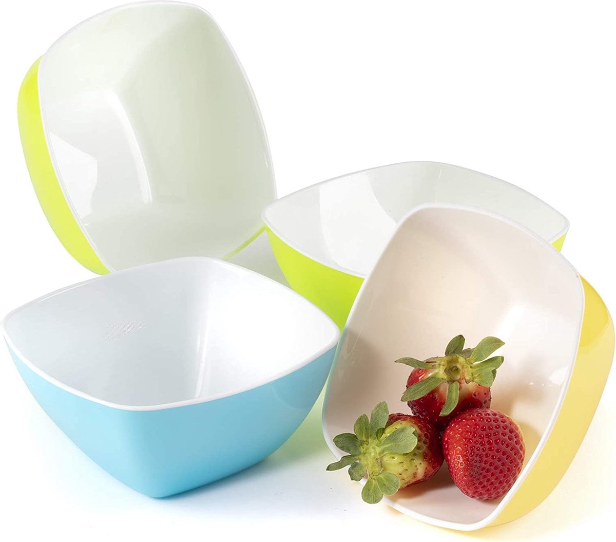 Maxi Nature Cereal Bowl Set van 4 - Magnetron, Vaatwasser & Vriezer Veilig - Onbreekbaar, Lichtgewicht, Duurzame Plastic Kommen - Gebruik voor Salade, Soep, Dessert & Meer - Standaard Maat