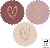24x Sluitsticker Hart goud | Multi pink | Kartel rand | 55 mm | Sluitzegel Hartje | Sluitsticker | Chique inpakken | Traktatie - Verjaardag - Feest | Trouwkaart | Geboortekaart