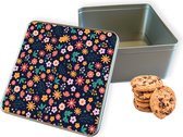 Boîte à biscuits Always Have Flowers Square - Boîte de rangement 20x20x10 cm