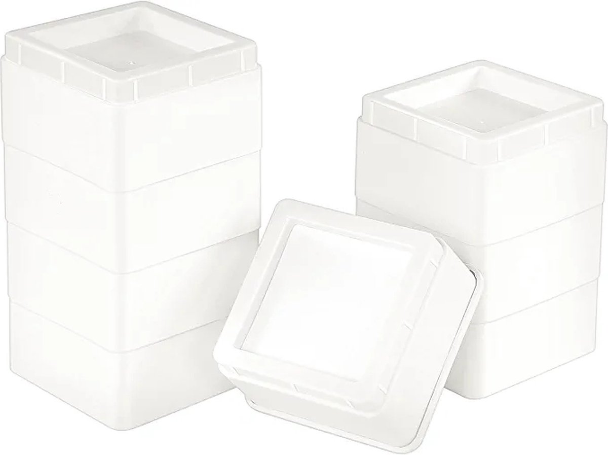 Goedkoopste Bedverhogers Wit- bedklossen - meubelverhogers - stoelverhogers per 8. Stapelbaar tussen 5, 10, 15 en 20 cm. Max. 1000 kg belasting