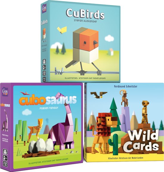 Afbeelding van het spel CuBirds + Wild Cards + CuboSaurus - 3 kaartspellen van Kristiaan der Nederlanden