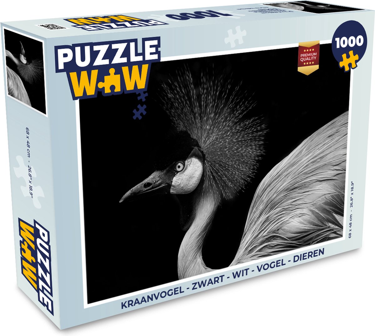 Puzzel Kraanvogel - Zwart - Wit - Vogel - Dieren - Legpuzzel - Puzzel 1000 stukjes volwassenen