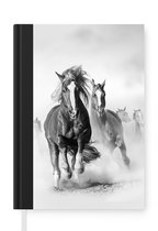 Notitieboek - Schrijfboek - Paarden - Dieren - Illustratie - Notitieboekje klein - A5 formaat - Schrijfblok