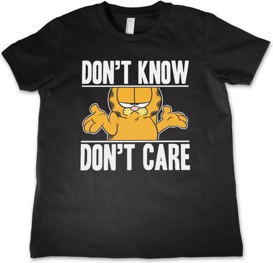 Garfield Kinder Tshirt -Kids tm jaar- Don't Know - Don't Care Zwart