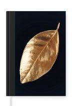Notitieboek - Schrijfboek - Bladeren - Black en gold - Luxe - Natuur - Planten - Notitieboekje klein - A5 formaat - Schrijfblok