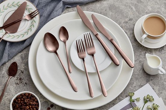 Roségoud bestekset 30-delig, robuuste roestvrijstalen titanium koperen