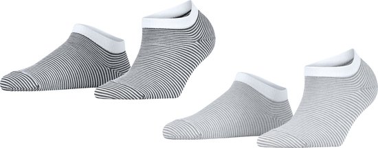 Esprit Allover Stripe Lot de 2 paires de chaussettes de Katoen pour femmes en coton biologique à Chaussettes basses durables Multicolore - Taille 35-38