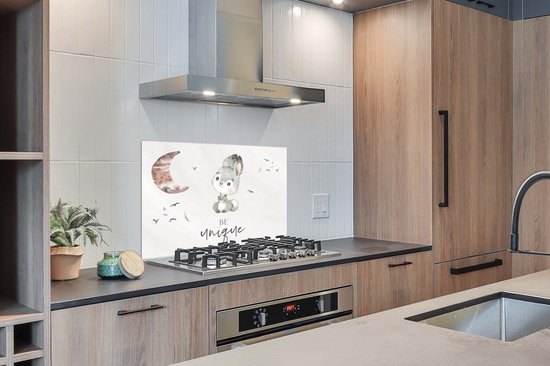 Spatscherm keuken 100x65 cm - Kookplaat achterwand Quotes - Kinderen - Be unique - Jongens - Meisjes - Waterverf - Muurbeschermer - Spatwand fornuis - Hoogwaardig aluminium