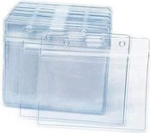 Fako Bijoux® - Porte-badge Plastique XL - Porte-cartes nominatives - Porte-cartes - 11.5x10cm - Transparent - 50 pièces