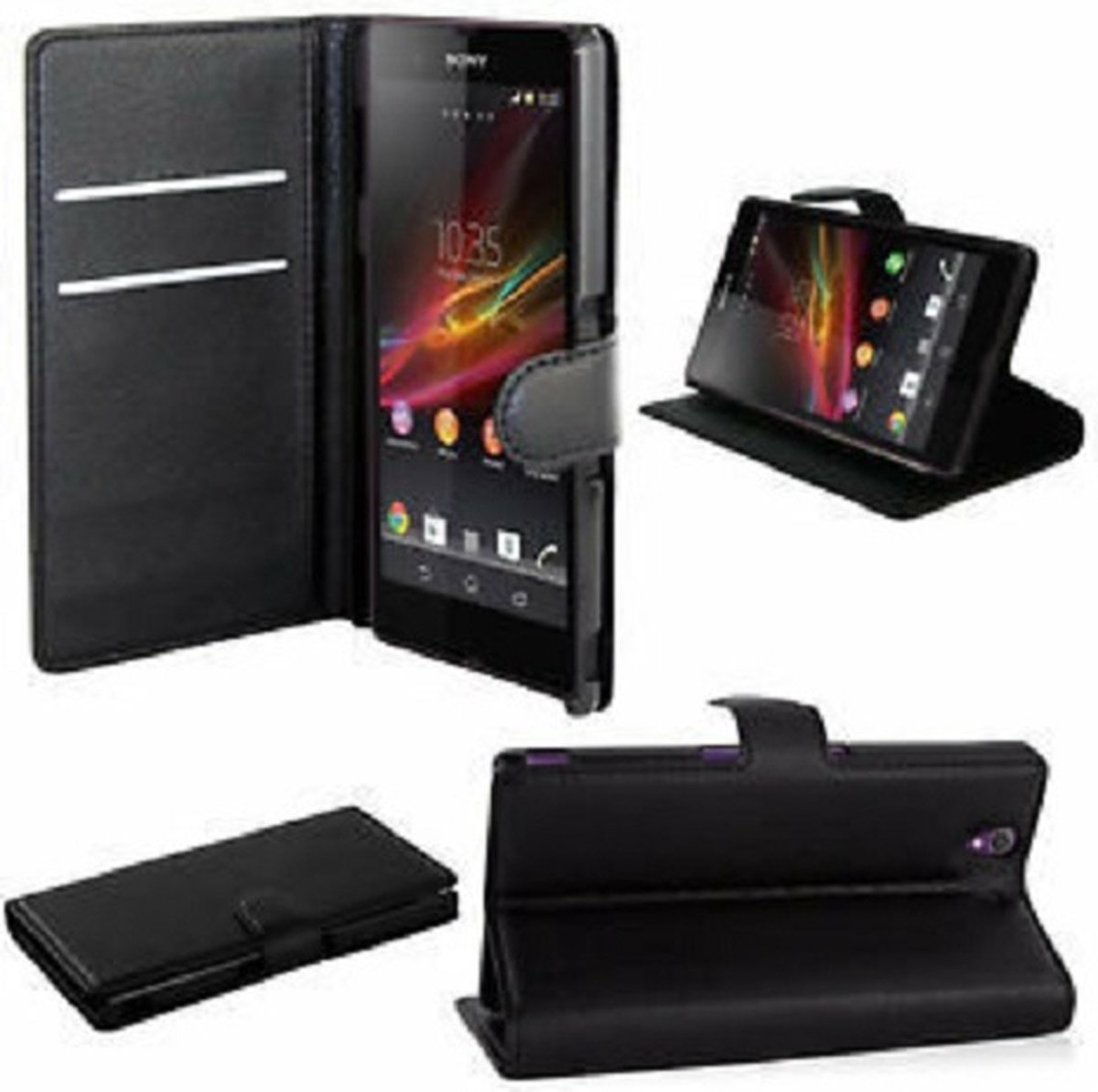 Sony Xperia Z4 Ultra Hoesje Met Pasjeshouder Bookcase Zwart