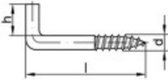 TOOLCRAFT 159596 Rechte schroefhaken 30 mm Galvanisch verzinkt staal 100 stuk(s)