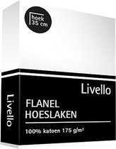 Livello hoeslaken flanel - Wit 160x200