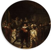 PVC Schuimplaat Muurcirkel - De Nachtwacht, Rembrandt van Rijn, 1642 - Oude Meesters - 60x60 cm Foto op Muurcirkel (met ophangsysteem)