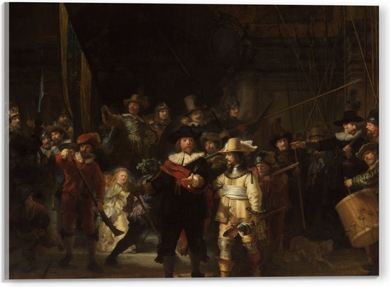 Acrylglas - De Nachtwacht, Rembrandt van Rijn, 1642 - Oude Meesters - 40x30 cm Foto op Acrylglas (Met Ophangsysteem)