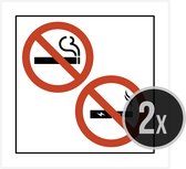 Pictogram/ bordje | Verboden te roken/ E-sigaret verboden | 15 x 15 cm | Elektronische sigaret | Tabak | Rookverbod | Sigaretten | Verbodsbord | Vape | Dampen | Evacast | 2 stuks
