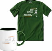 Long Distance Marathon | Hardlopen - Rennen - Sporten - T-Shirt met mok - Unisex - Bottle Groen - Maat 4XL