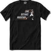 Long Distance Marathon | Hardlopen - Rennen - Sporten - T-Shirt - Unisex - Zwart - Maat L