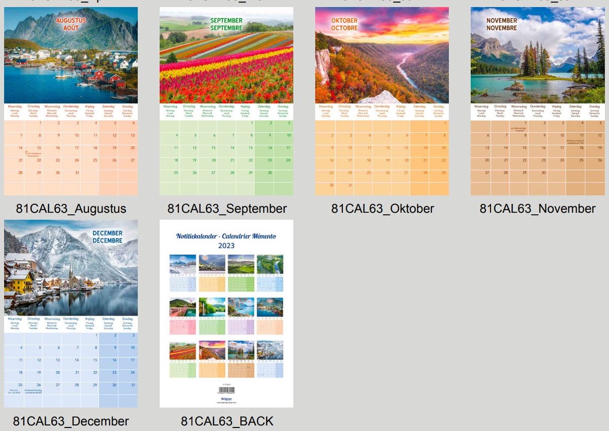 Notitie kalender 2023 - Landschappen A4