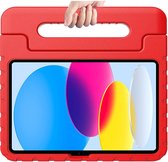 Kinder Tablethoes met Handvat Rood Geschikt voor Apple iPad 10.9 (2022) - Tablethoes Kindvriendelijk - Beschermhoes voor Kinderen - Shockproof - met Standaard - Tegen Vallen