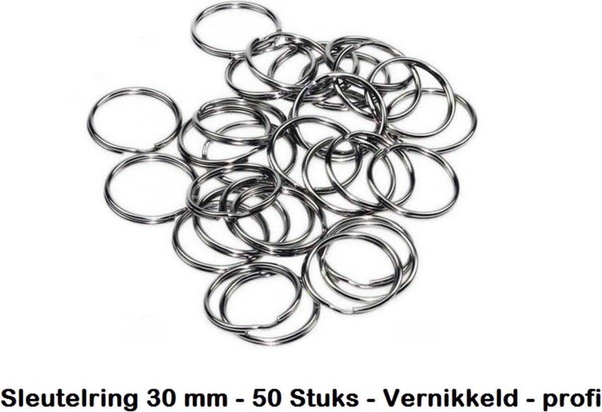 SLEUTELRING 30 MM - 50 STUKS - VERNIKKELD - SLEUTELHOUDERS - SPLITRINGEN - PROFI