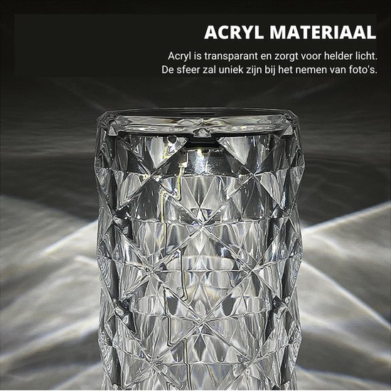 Crystal lamp – Tiktok lamp – Kristal lamp - Sfeerlamp – 16 kleuren – RGB – Touch screen – Oplaadbaar – Afstandsbediening
