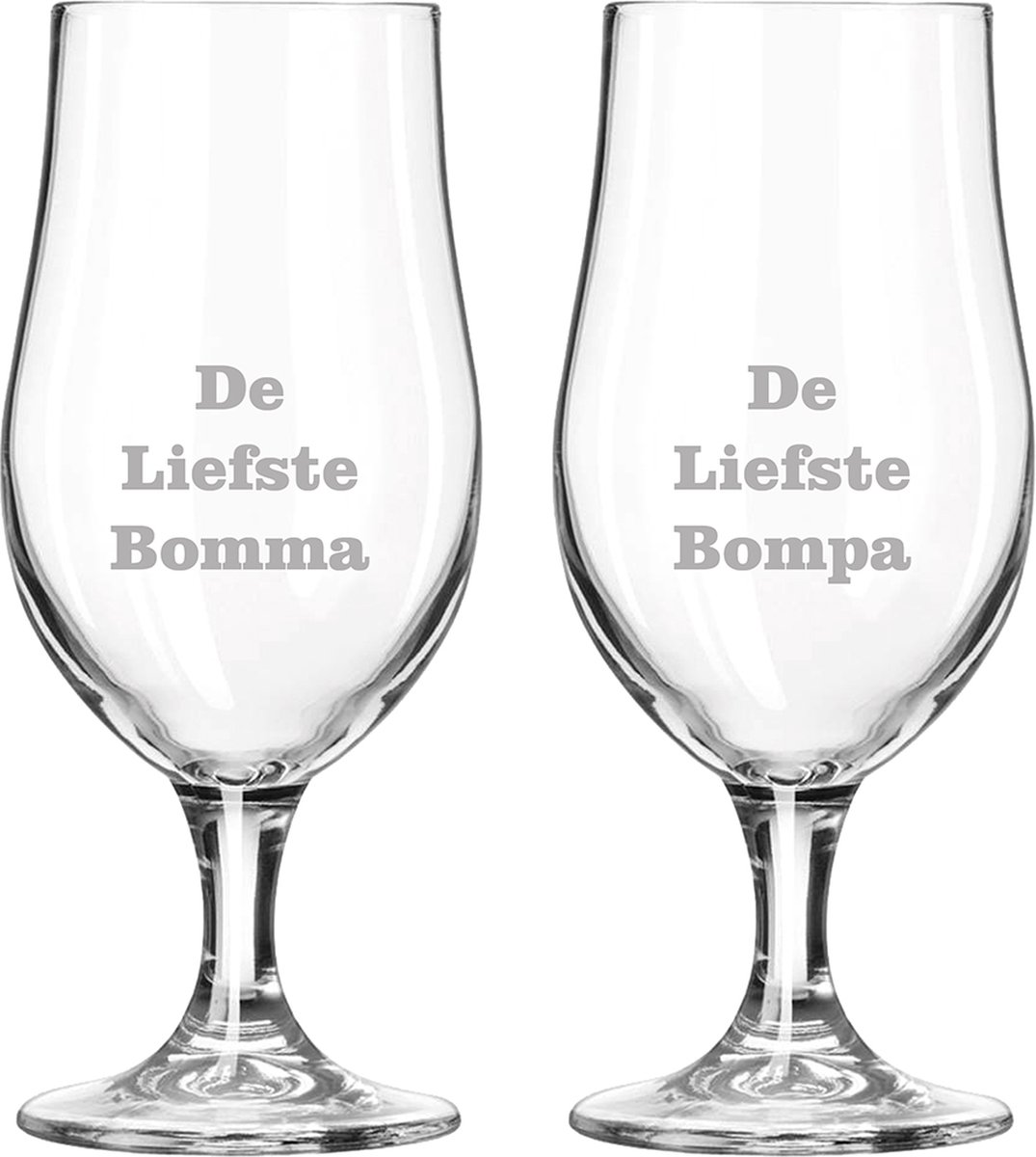 Bierglas op voet gegraveerd - 49cl - De Liefste Bomma-De Liefste Bompa