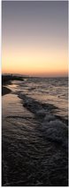 Poster (Mat) - Golvende Zee met Zonsondergang - 30x90 cm Foto op Posterpapier met een Matte look